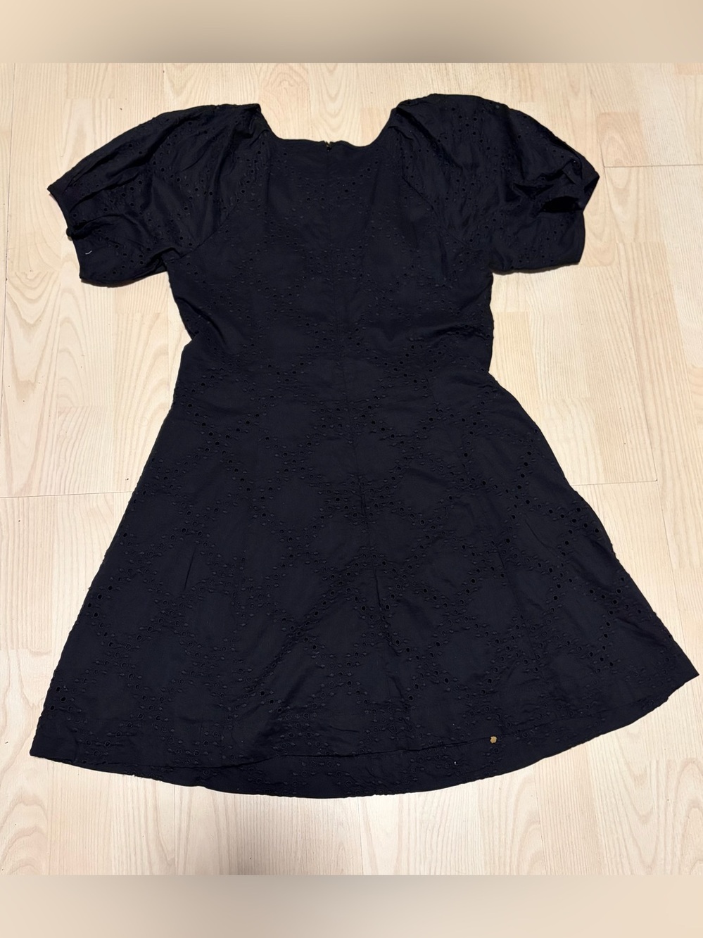 Ann Taylor Loft  Black Eyelet Button-Front Dress